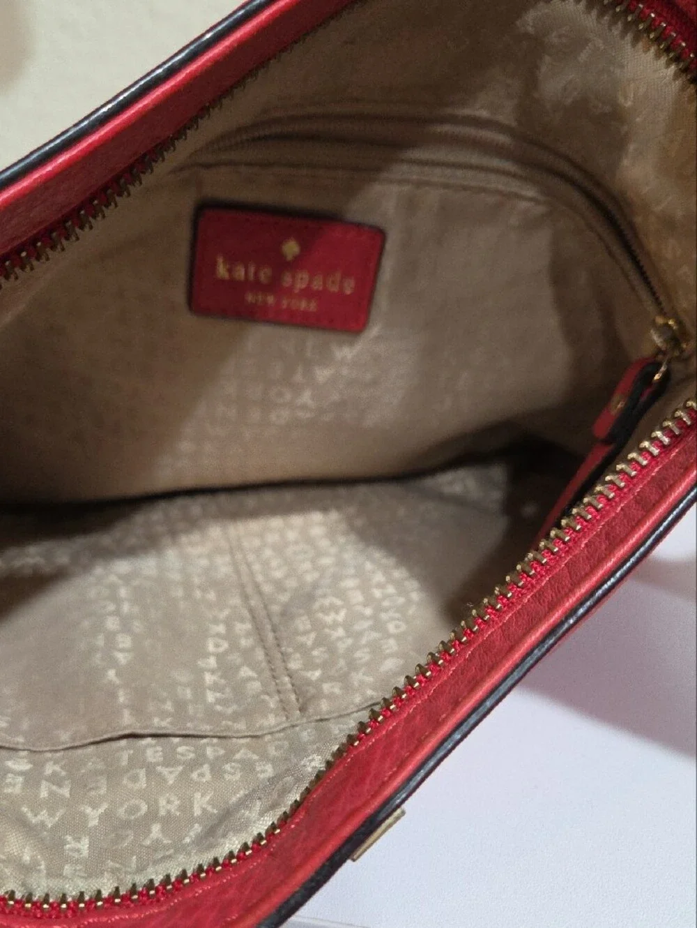 kate spade Red Perforated Leather Shoulder Crossbody Bag